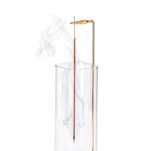 Clay Incense Holder / Burner with Glass Ash Catcher - Bijou Noir